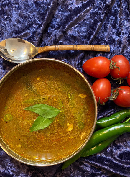 Chicken Rasam! A spicy chicken soup - perfect food for these difficult times.